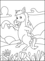 caballo para colorear para niños - libro para colorear vector