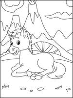 Horse Coloring Pages For Kids - Coloring Boook vector