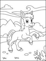 caballo para colorear para niños - libro para colorear vector