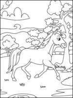 Horse Coloring Pages For Kids - Coloring Boook vector