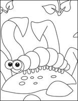 Cute Insects Coloring Pages For Kids vector