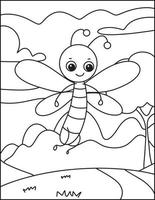 Cute Insects Coloring Pages For Kids vector