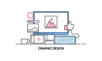 Abstract linear of graphic design, web design and development concepts. Elements for mobile and web applications. vector