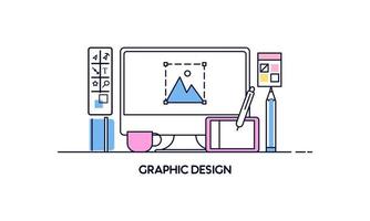 Abstract linear of graphic design, web design and development concepts. Elements for mobile and web applications. vector