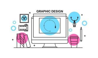 lineal abstracto de conceptos de diseño gráfico, diseño web y desarrollo. elementos para aplicaciones móviles y web. vector