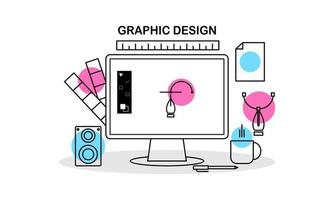 lineal abstracto de conceptos de diseño gráfico, diseño web y desarrollo. elementos para aplicaciones móviles y web. vector