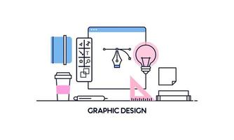 Abstract linear of graphic design, web design and development concepts. Elements for mobile and web applications. vector