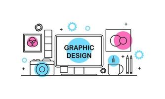 Abstract linear of graphic design, web design and development concepts. Elements for mobile and web applications. vector