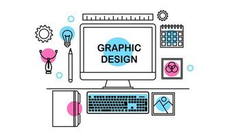 Abstract linear of graphic design, web design and development concepts. Elements for mobile and web applications. vector