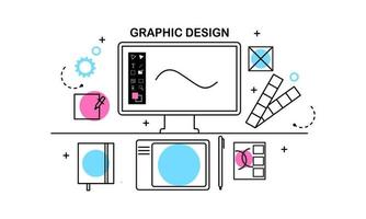 Abstract linear of graphic design, web design and development concepts. Elements for mobile and web applications. vector