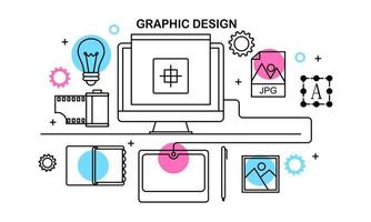 lineal abstracto de conceptos de diseño gráfico, diseño web y desarrollo. elementos para aplicaciones móviles y web. vector