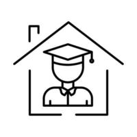 Basic Student icon illustration with house. suitable for student home icon. icon related to education. line icon style. Simple vector design editable