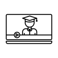 Student icon illustration with computer laptop. suitable for video education.  icon related to education. line icon style. Simple vector design editable