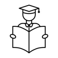 ilustración de icono de estudiante con libro abierto. adecuado para el icono de lectura de libros. icono relacionado con la educación. estilo de icono de línea. diseño vectorial simple editable vector