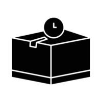 Cargo box icon illustration with time. suitable for on delivery. icon related to logistic, delivery. glyph icon style. Simple vector design editable