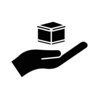 hand icon illustration with cargo box. suitable for order safety icon. icon related to logistic, delivery. Glyph icon style. Simple vector design editable
