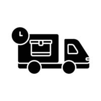 Delivery truck icon illustration with time. suitable for fast shipping icon. icon related to logistic, delivery. glyph icon style. Simple vector design editable