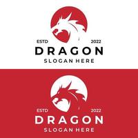 Logo template of fire dragon head and wings isolated background. vector