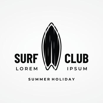 Vintage surfboard Logo template,surfing on a summer beach.For business,badge,holiday, ,label,emblem. vector