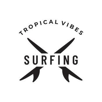 Vintage surfboard Logo template,surfing on a summer beach.For business,badge,holiday, ,label,emblem. vector