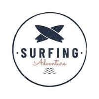 Vintage surfboard Logo template,surfing on a summer beach.For business,badge,holiday, ,label,emblem. vector