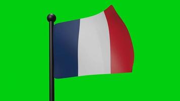France drapeau 3d agitant sur fond d'écran vert