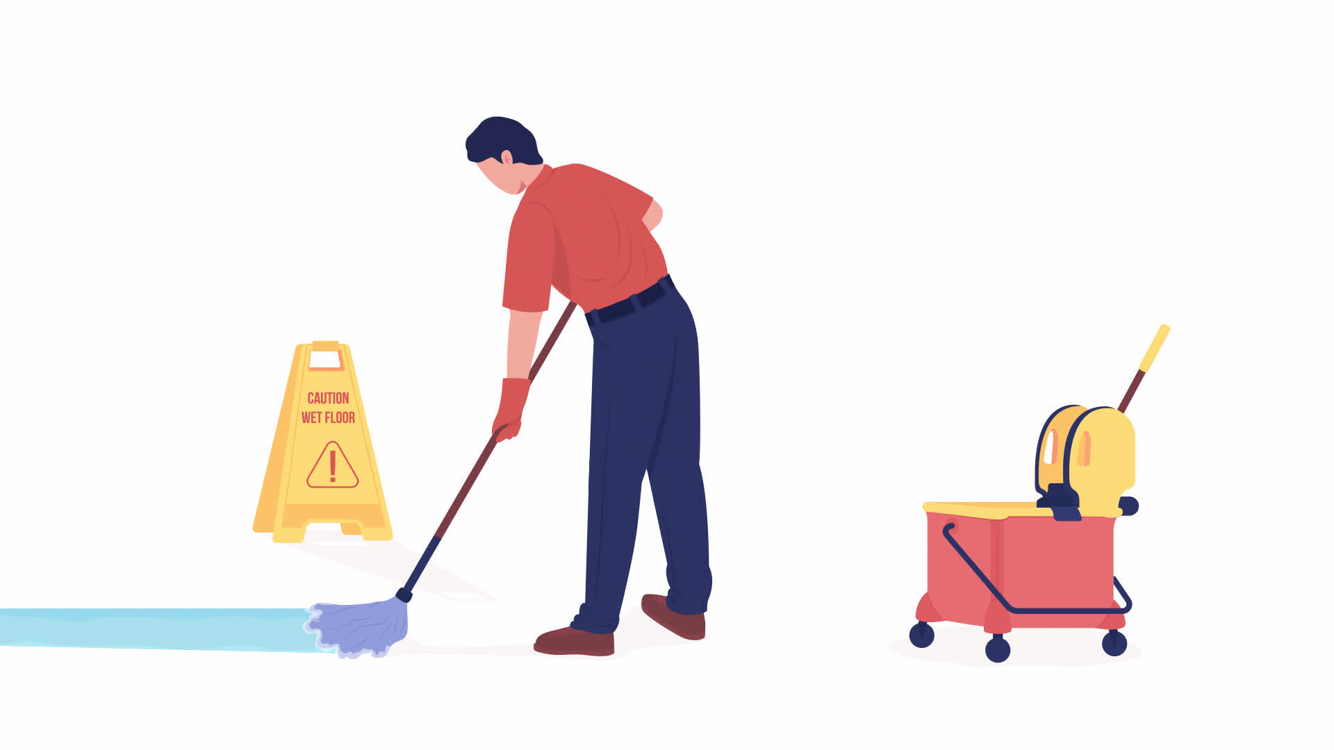 janitor cleaning cartoon