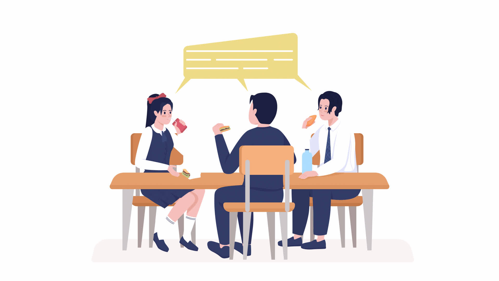 Animated lunchtime conversation. Chatting with friends. Full body flat  people on white background with alpha channel transparency. Colorful cartoon  style HD video footage of characters for animation 16917517 Stock Video at  Vecteezy