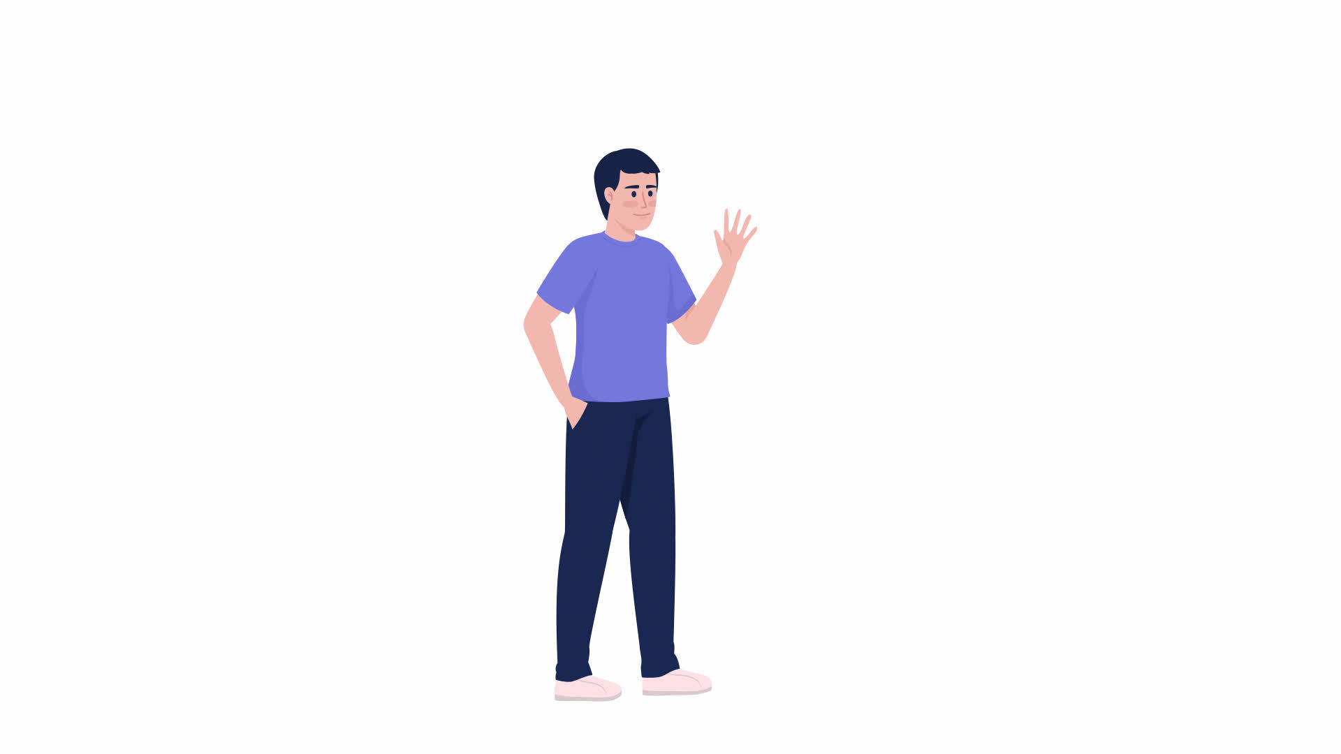 Animated male character waving. Young man greeting. Hello gesture. Full  body flat person on white background with alpha channel transparency.  Colorful cartoon style HD video footage for animation 16917526 Stock Video  at