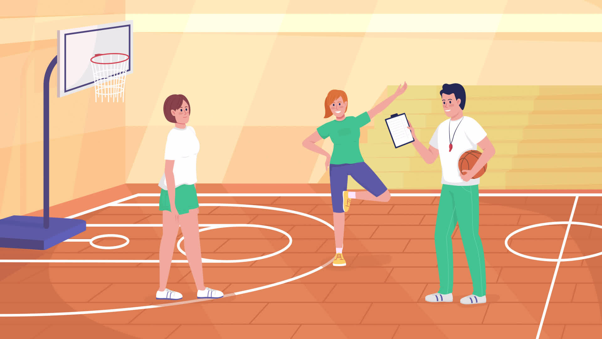 Animated physical education in gym. Workout for teens. Students and  teacher. Looped flat color 2D cartoon characters animation with school  environment on background. HD video with alpha channel 16917537 Stock Video  at