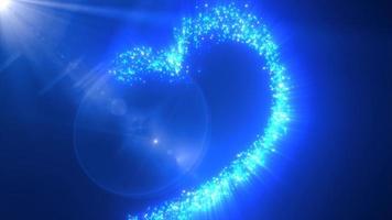 Abstract glowing festive heart love blue from lines of magic energy from particles and dots on a dark background for Valentine's Day. Abstract background. Video in high quality 4k, motion design