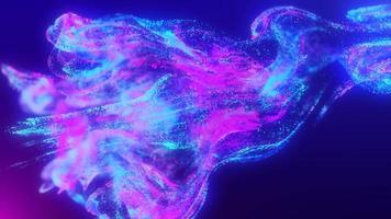 explosão fluida abstrata iridescente azul e roxo ondas mágicas de energia brilhante com efeito de desfoque em água líquida em fundo azul escuro. fundo abstrato. vídeo em 4k de alta qualidade, design de movimento video