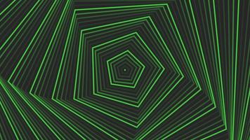 giro verde estrella del pentágono simple geométrico plano sobre fondo negro gris oscuro lazo video