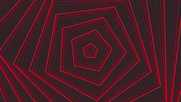 rosso rotazione pentagono stella semplice piatto geometrico su buio grigio nero sfondo ciclo continuo. video