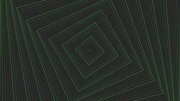 Green spin slim square simple flat geometric on dark grey black background loop. video
