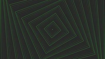 Green spin slim square simple flat geometric on dark grey black background loop. video