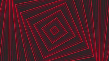 Red spin square simple flat geometric on dark grey black background loop. video