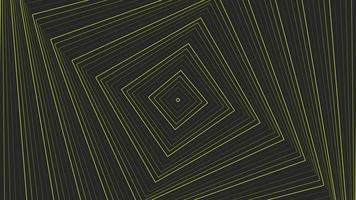 Yellow spin slim square simple flat geometric on dark grey black background loop. video