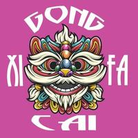 diseño de gong xi fa cai barongsai, diseño de vectores y diseño de logotipos, adecuado para el año nuevo cinese