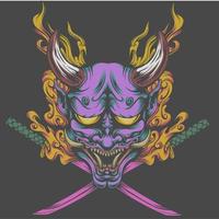 Purple Oni japanese tshirt design, vector design and logo design, suitable for tshirt