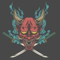 diseño de camisetas japonesas oni rojas, diseño de vectores y diseño de logotipos, adecuado para camisetas