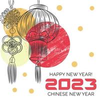 patrones y linternas chinas, gráficos, decoraciones pintadas con pincel, año nuevo chino vector