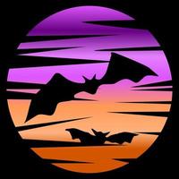 The illustrations and clipart. Silhouette of bats in dark night vector