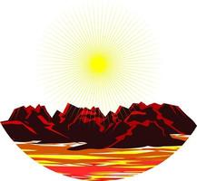 las ilustraciones y clipart. diseño de logo. se pone el sol en las montañas vector