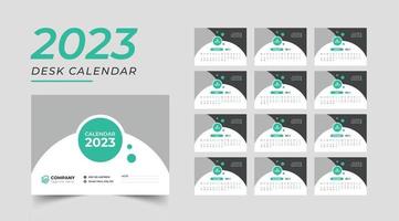 calendario de escritorio moderno 2023, diseño creativo de plantilla de calendario de escritorio 2023 vector