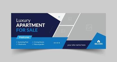 Real estate timeline cover banner and digital marketing web banner, home house rent sale social media post, social media cover vector