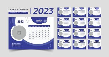 diseño de plantilla de calendario de escritorio 2023, calendario de escritorio creativo, calendario de mesa 2023 vector