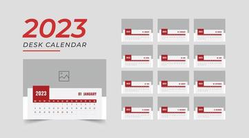 New year 2023 simple desk calendar template, Calendar 2023 template design, template vector