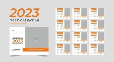 New year 2023 simple desk calendar template, Calendar 2023 template design, template vector