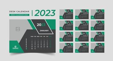 Set Desk Calendar 2023 template Creative design, 12 months included, corporate desk calendar vector